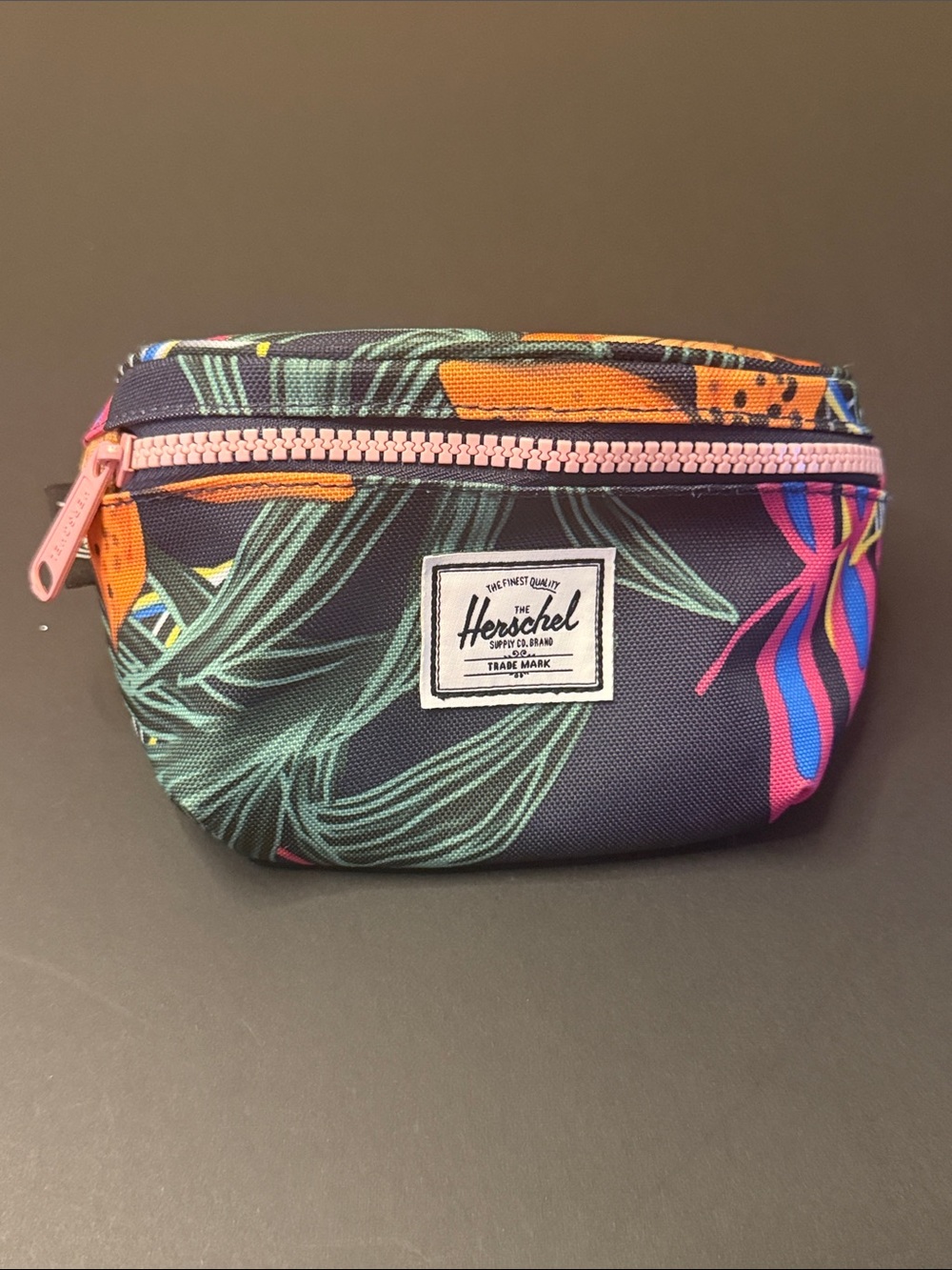 Herschel Supply Company Navy Floral Waist Pouch with Pink Zipper